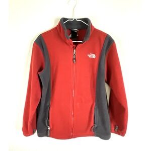 The North Face Red Fleece Jacket Long Sleeve Full Zip Big Boys Size XL‎